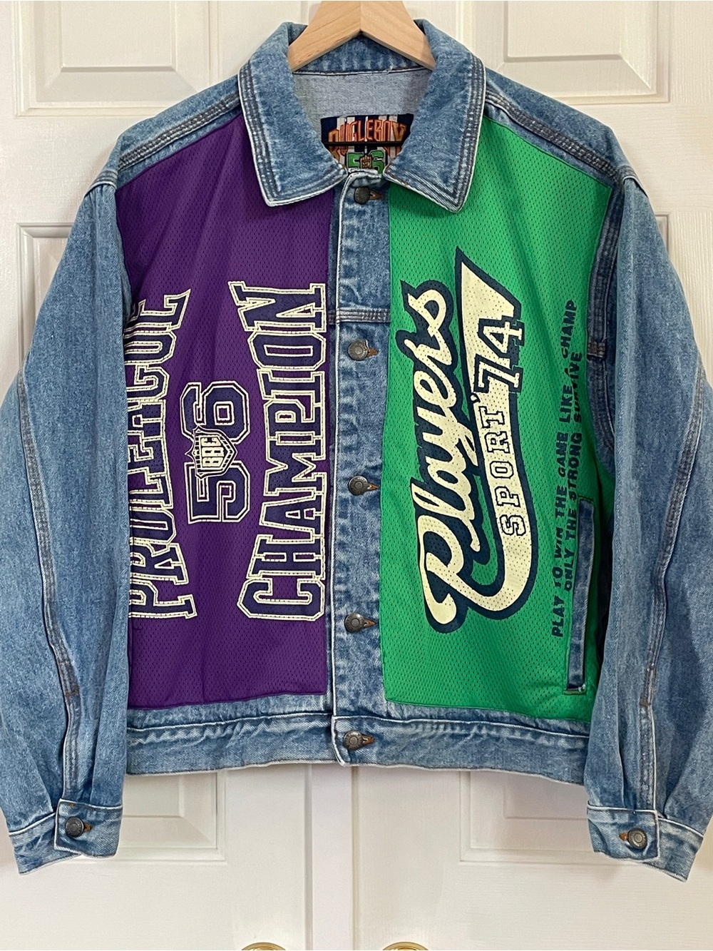 Vintage 90s Bugle Boy 56 Colorblock Denim Jacket Men’s M Hip Hop